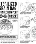 NORTH SPORE Organic Sterilized Grain Bag with Injection Port | 8-Pack NORTH SPORE