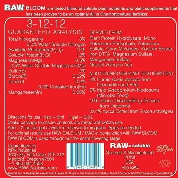 NPK RAW Bloom, 2 oz NPK Industries