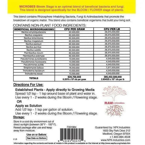 NPK RAW Microbes Bloom Stage, 2 oz NPK Industries