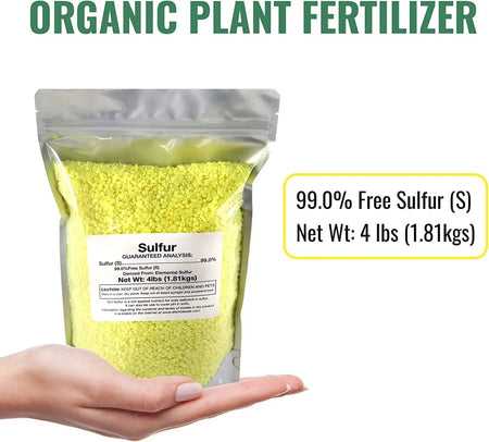 Sulfur Prills, Fertilize, Adjust Soil PH or Fungal Vaporizing, OMRI Certified, 4lb Grow1