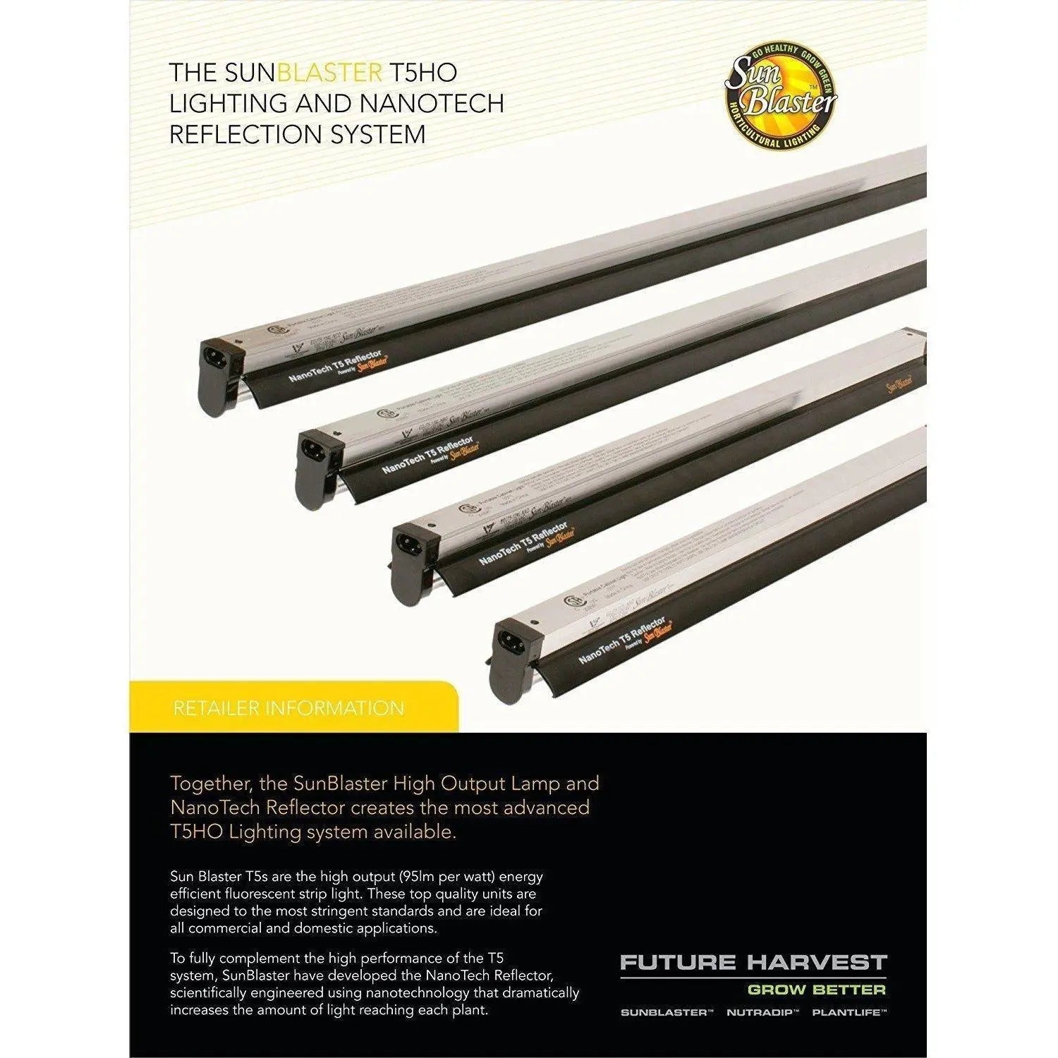 SunBlaster T5HO 17W 6400K w NanoTech Reflector 18