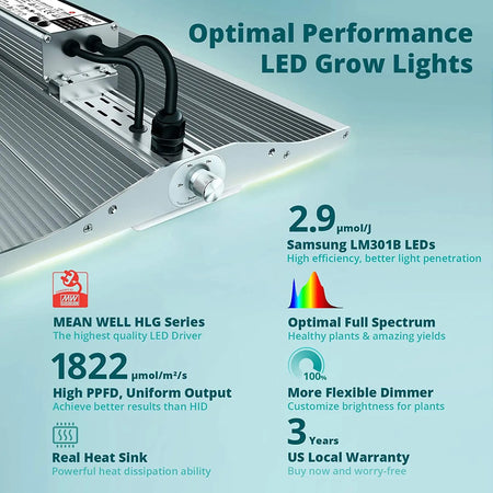 VIPARSPECTRA XS4000 LED Full Spectrum Grow Light IP65 Dimmable Vipar Spectra